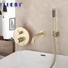 JIENI позолоченная настенная ванна, 2 функции, смесители для ванной комнаты, набор для душа, смеситель, набор для душа с ручным распылением