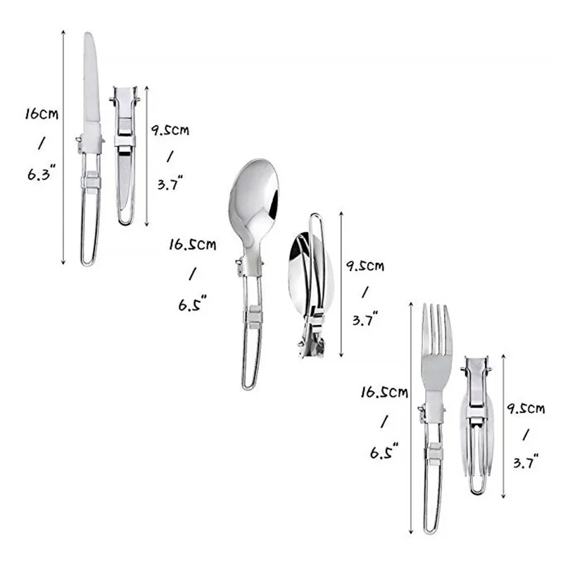 3 шт./компл. вилка/нож/ложка из нержавеющей стали посуда для улицы складные