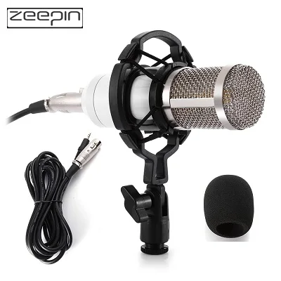 ZEEPIN BM800 динамический конденсаторный проводной микрофон для записи звука студийный поп-фильтр с ударным креплением для записи комплект KTV караоке - Цвет: White