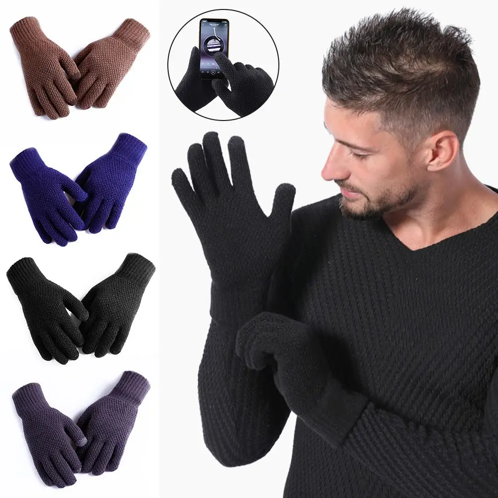 

Ski Gloves Warm Gloves Riding Bicycle Acrylic 4 Color Skiing Touch Screen Riding Glove Mittens Wool-Knit Winter Mobile Phone