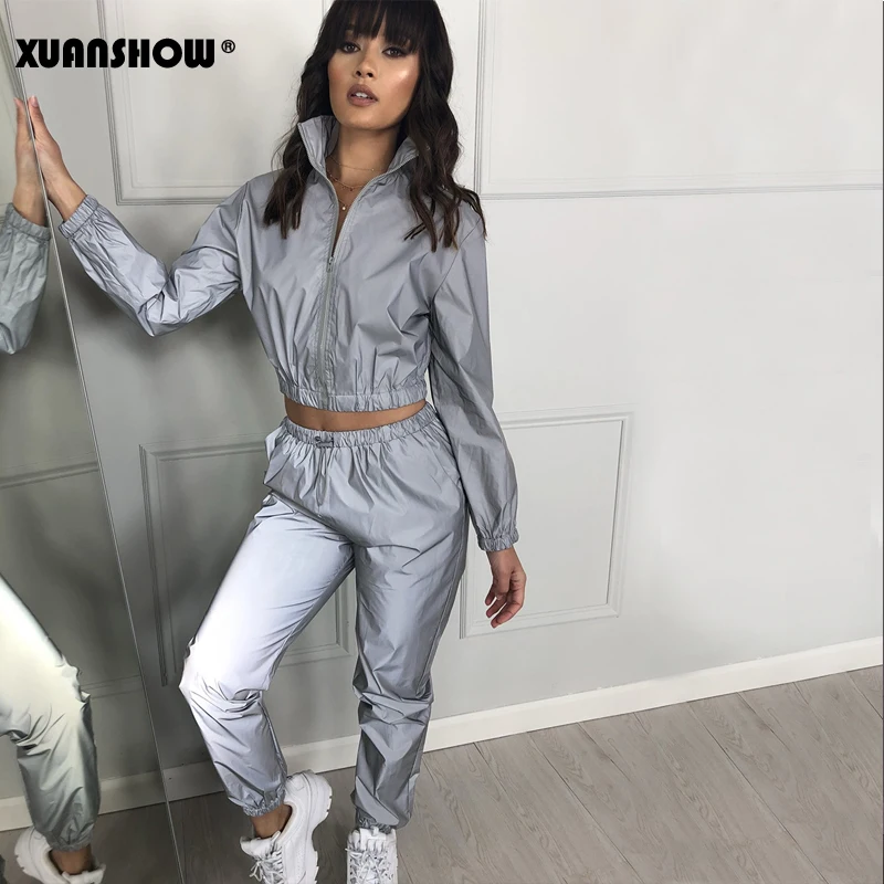 XUANSHOW женский ветрозащитный комплект Светоотражающий Комплект из двух предметов
