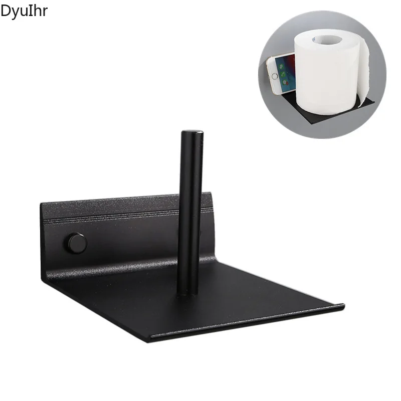 

Space aluminum paper towel holder perforated toilet kitchen roll holder black wall-mounted vertical toilet paper holder DyuIhr