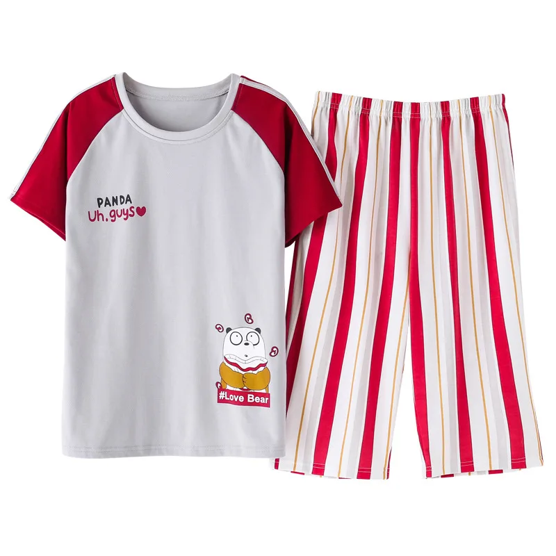 

Women Pajamas Set Cotton Casual Homewear Female Pyjamas Pants Sleepwear Home Suit University Women Pajamas 2-piece Set