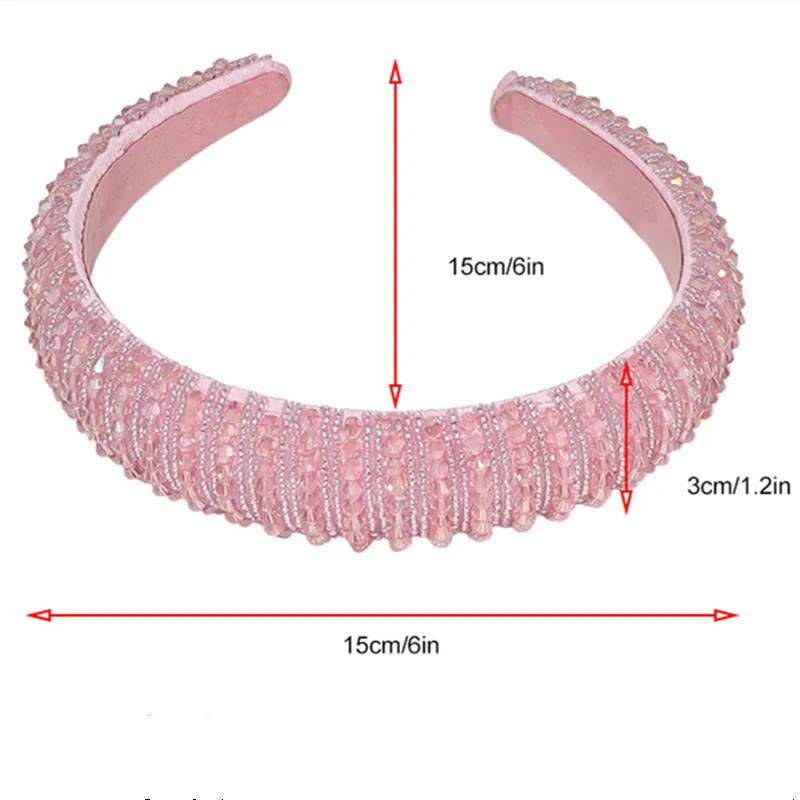 

New Striped Padded Headband Fashion Wide Hair Hoop Rhinestones Sponge Hairbands for Women Sparkly Novelty Hair Accessories