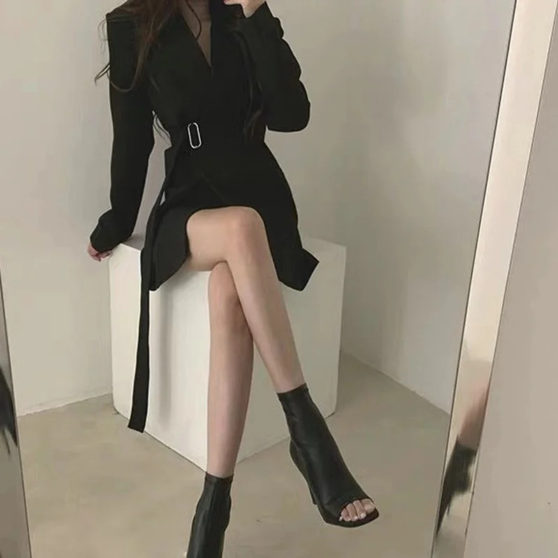 

GOOHOJIO 2020 New Temperament Female Tops Autumn Casual Long Sleeve Blazer Overcoats Oversized Office Lady Blazers for Women