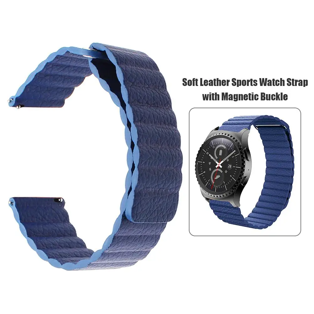

20mm Watch Strap Universal Leather Wristband with Magnetic Buckle Replacement for Samsung GearS2 Sport Galaxy Active2