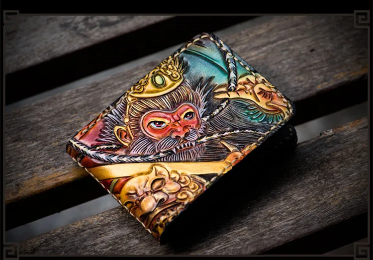 Короткие Кошельки ручной работы Sun WuKong кошельки для женщин и мужчин клатч из