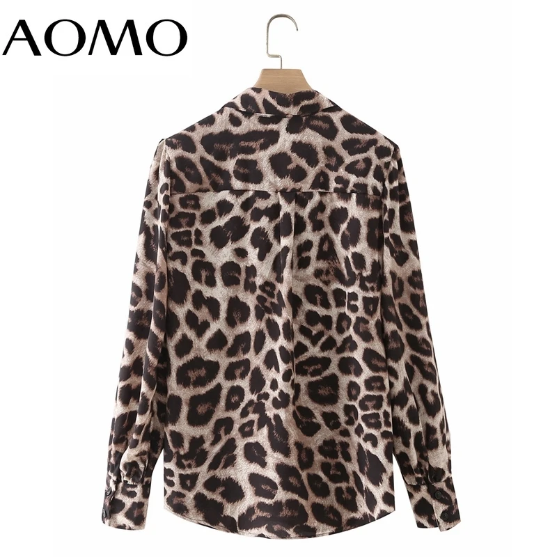 

AOMO Women Vintage Leopard Print Puff Long Shirt Long Sleeve 2021 Chic Female Casual Loose Shirt AN17A