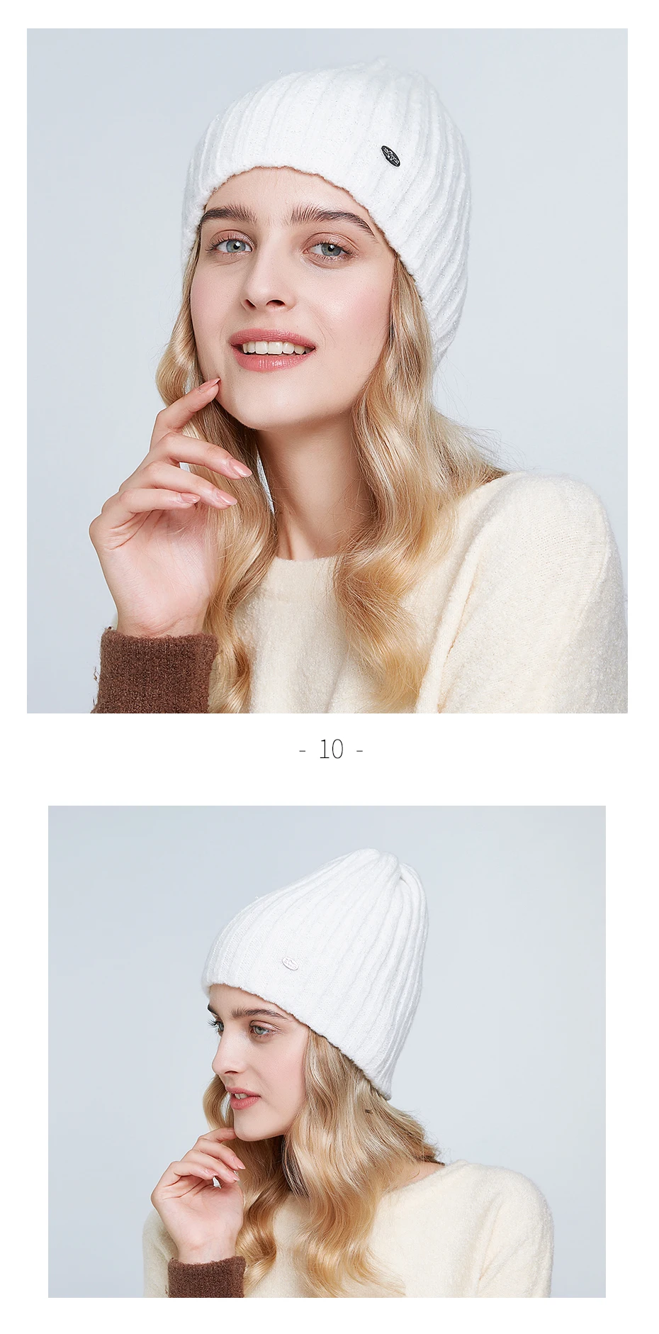 ENJOYFUR Thick warm winter hats for women soft mohair knitted female caps double lining beanies