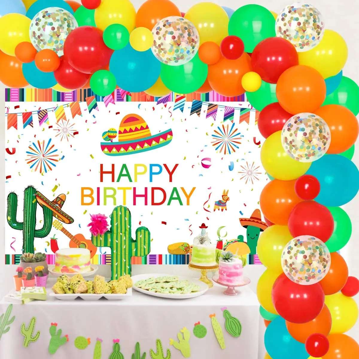Мексиканский праздник, украшение для дня рождения, воздушный шар, гирлянда, фотография на день рождения, фон для детских праздников