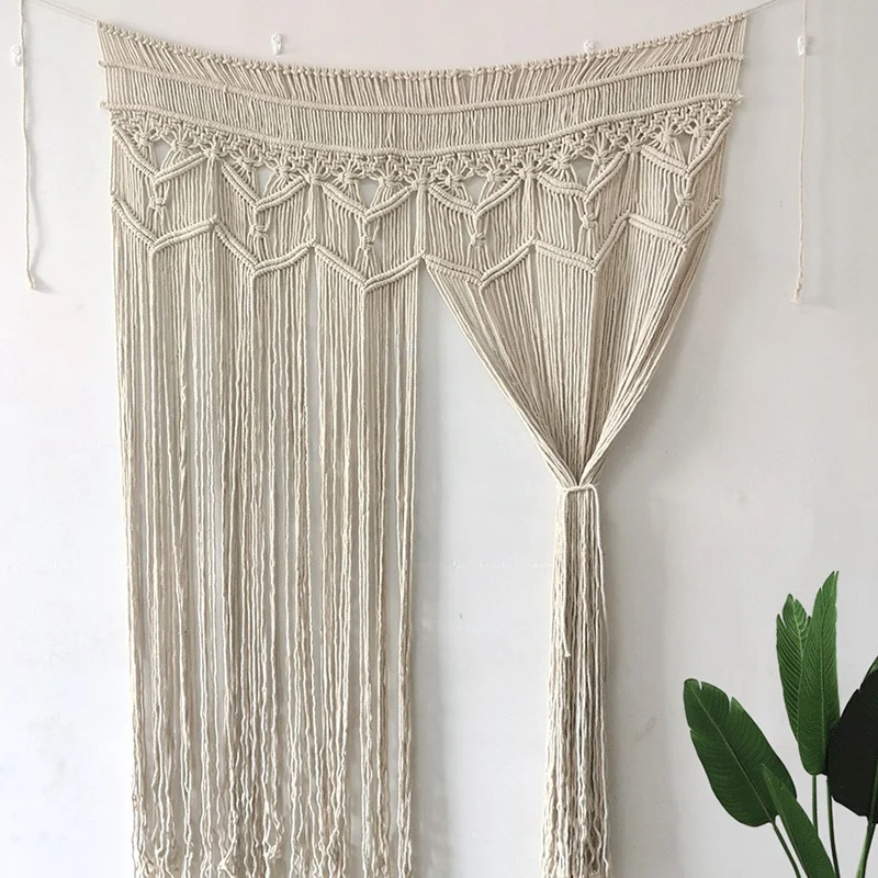 

Hand-Woven Tapestry Cotton Yarn Knitted Door Curtain Wedding Party Backdrop Decoration Decorative Door Curtain