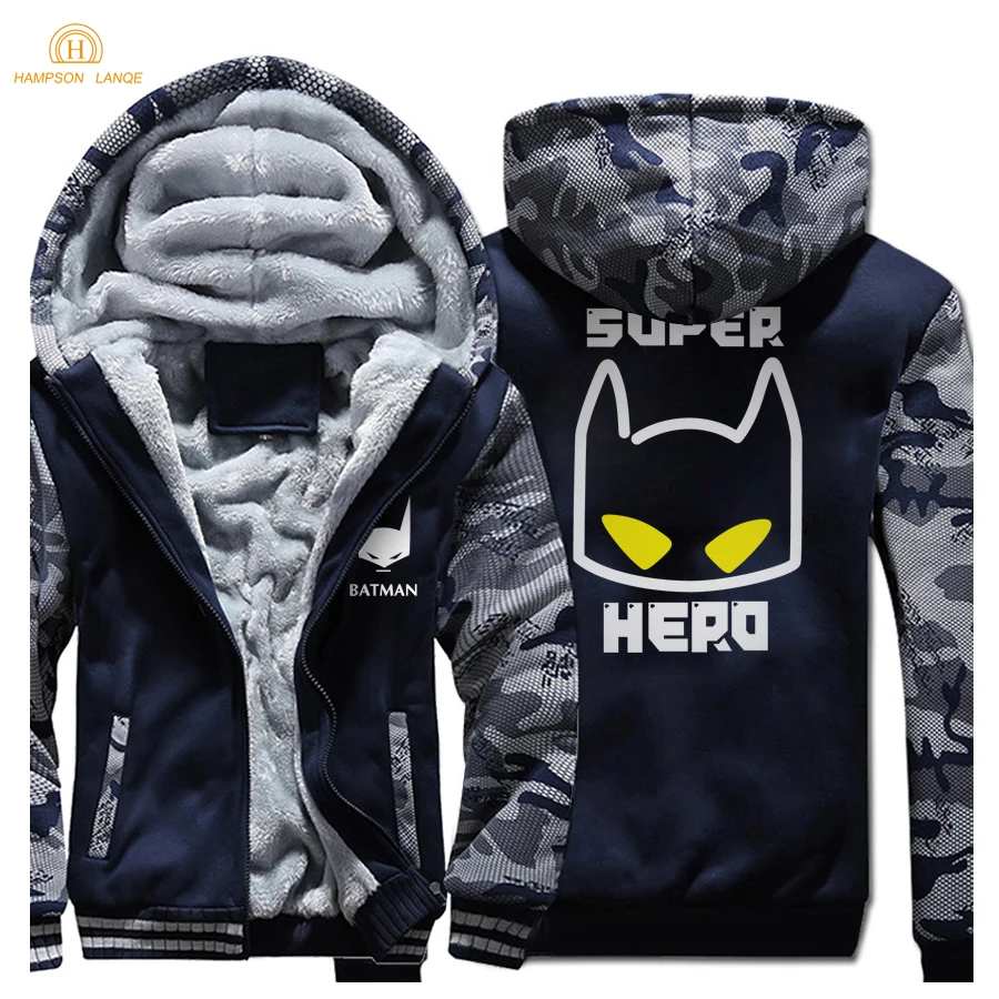 Супер герой Бэтмен Аниме мультфильм толстовки на молнии 2020 зима флис Высокое