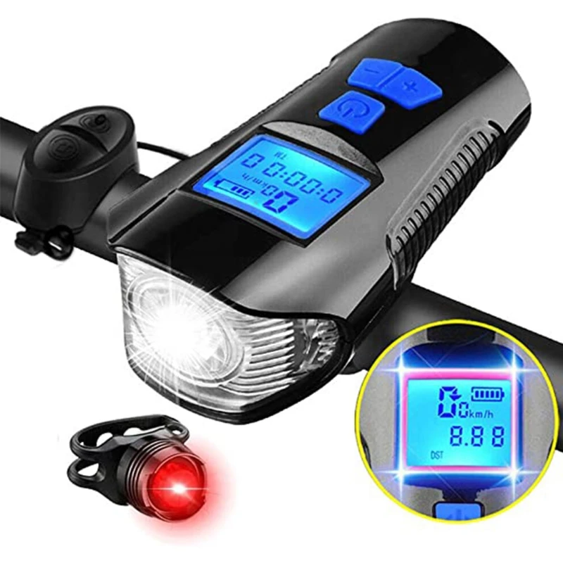 

Super Bright Bike Front Light Stopwatch with Tail Light Set USB Rechargeable