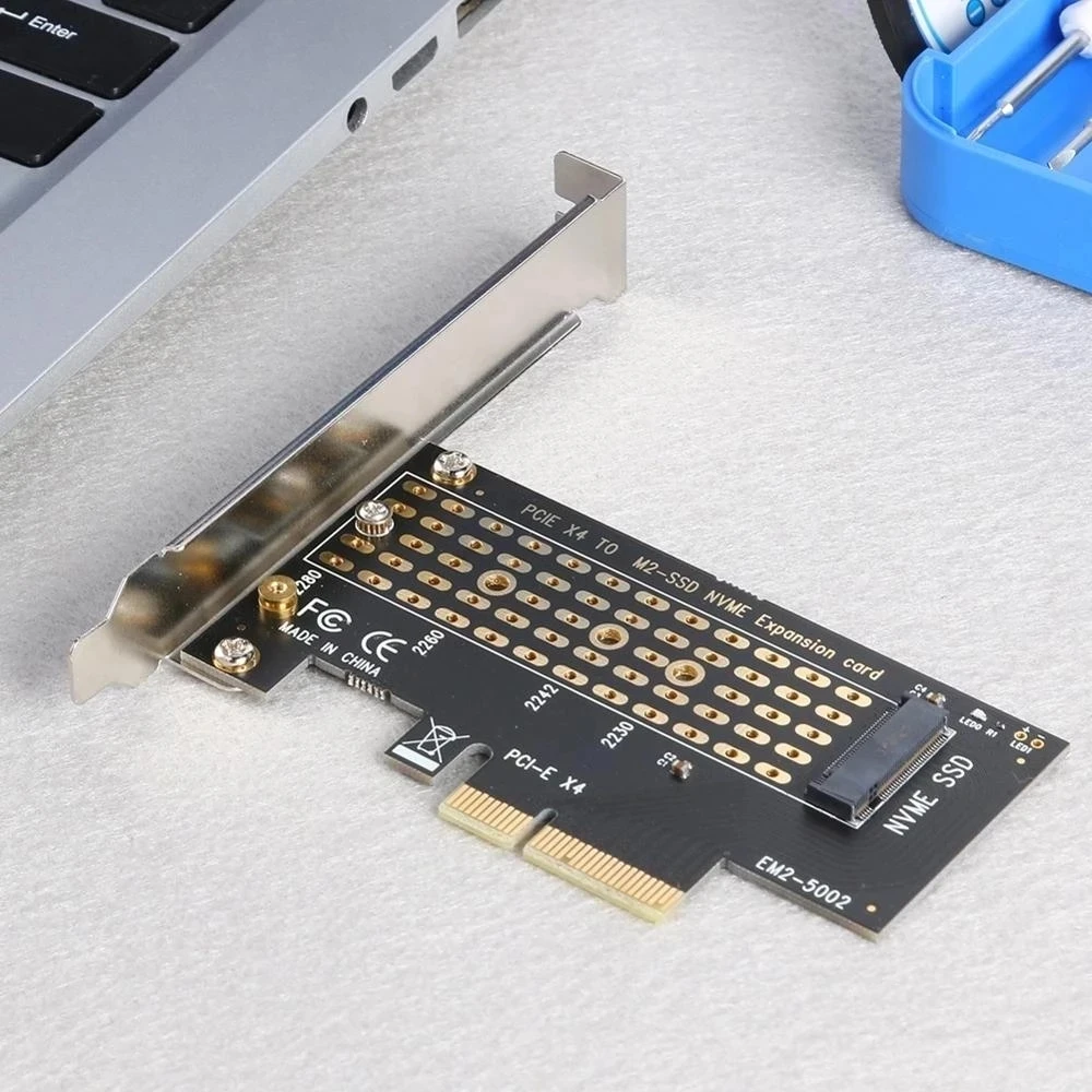 

M.2 NVMe SSD to PCIe Adapter Card PCI Express 3.0 x4 2230 2242 2260 2280 Size M key M.2 SSD Riser Card support PCI-E X4, X8, X16