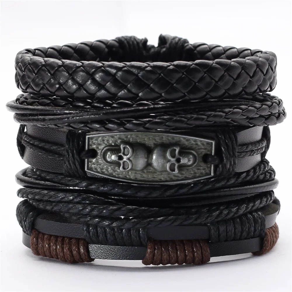 

Black Taichi Feather Men Bracelets 5pcs/set Wristband Fashion Rope Wrap Cuff Bangle Leather Bracelets Women Jewelry Accessories