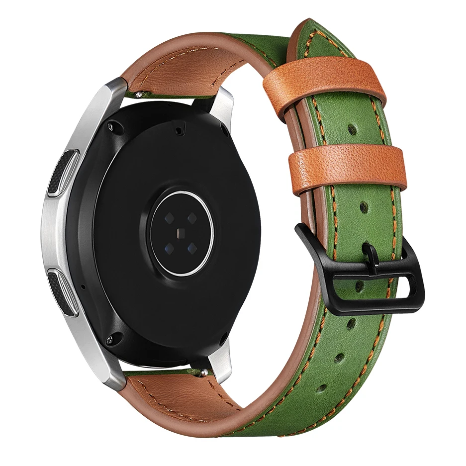 20 22mm Cow Leather band for Samsung Galaxy Watch 46mm Gear S3 Sport WatchBand Huawei Watch Replacement Strap Moto Huami Amazfit