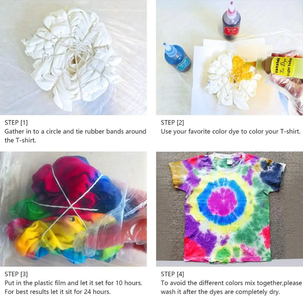 

5-Color Tie Dye KitDIY Tie-Dye by yourselfFuchsia+Oranger+Yellow+Lime+Turquoise