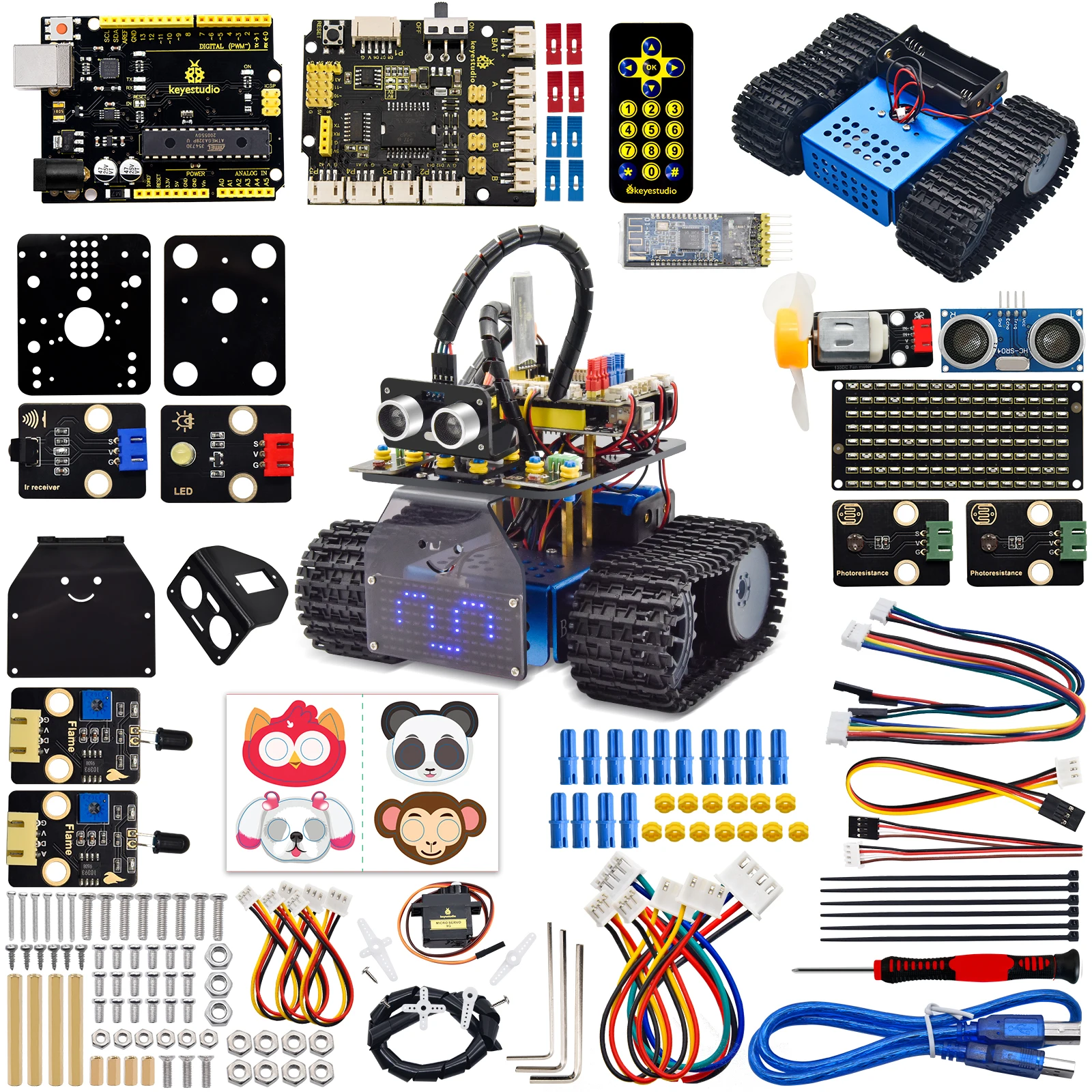 Keyestudio Upgrade Mini Smart Tank Robot V3.0 For Arduino Kit Robot Car DIY Programmable STEM Toys Compatible With Arduino&Mixly