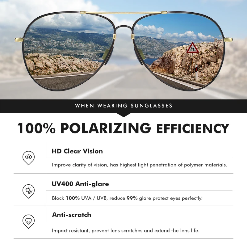 Солнцезащитные очки-авиаторы мужские женские поляризационные с