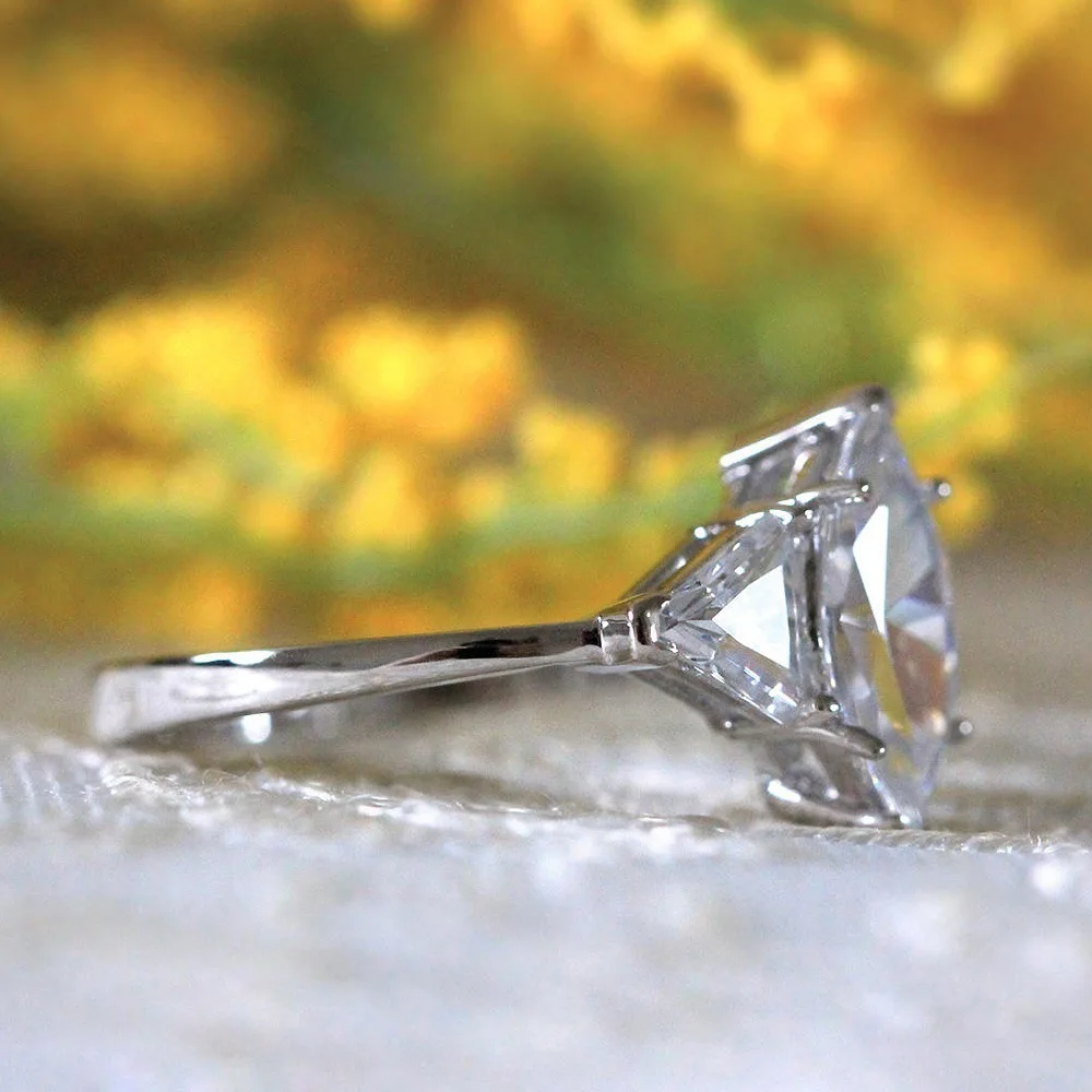 Горячее предложение 5 Ct Ms. Three Stone обручальное кольцо Brilliant SONA Marquise Pear Cut из