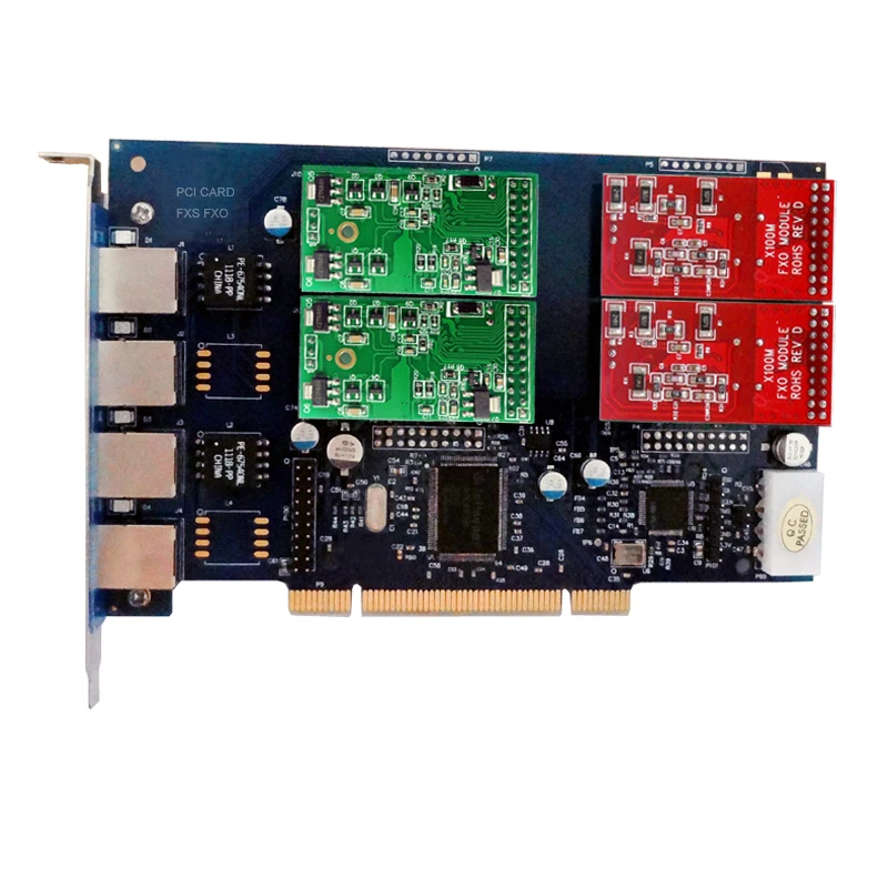 TDM410 карта Asterisk с 4 модулями FXS/FXO TDM400P FXO VoIP digium asterisk для IP телефонии PBX freeswitch