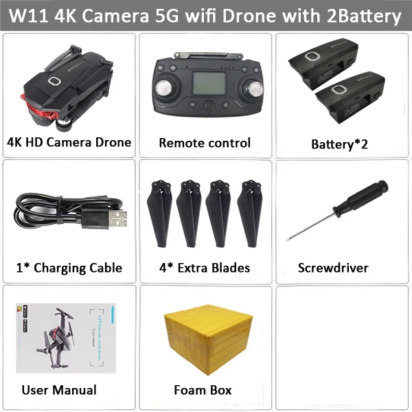 W11 Дрон с GPS с 4 K/720 P FPV Двойная камера 5G WiFi FPV Бесщеточный оптический поток RC Дрон Квадрокоптер полета 22 мин против K1 SG906 - Цвет: 4K 2B FB