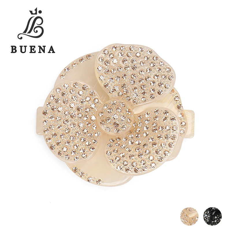 

Full Rhinestones Camellia Hair Clip Fashion Crystal France Acetate Hair Barrette Clip Wedding Accessories For Women