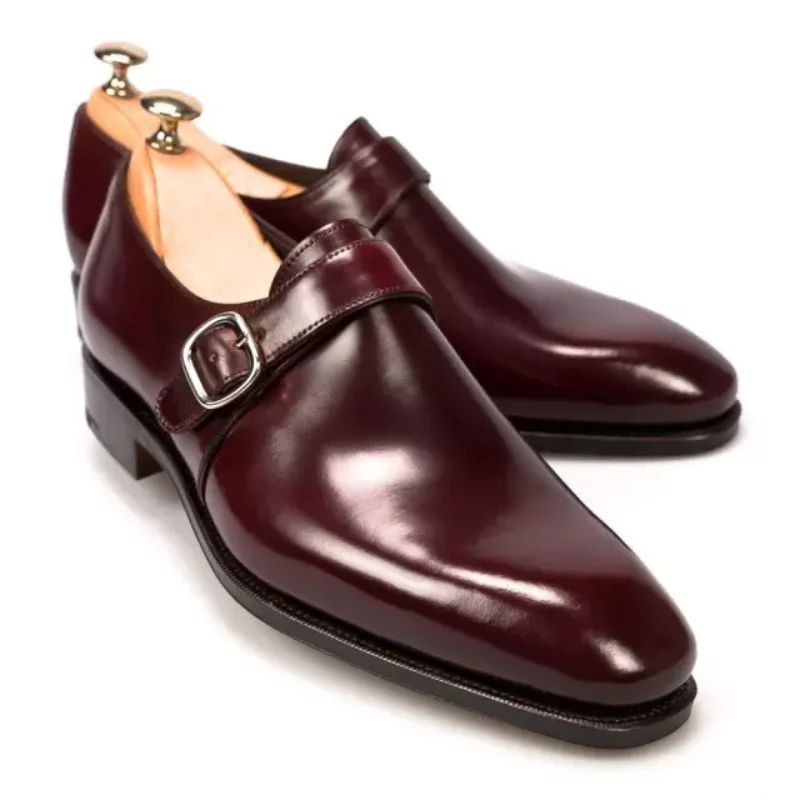 

Men's New Handmade PU Buckle Classic Everyday Casual Solid Color Pointed Toe Low-heel Business Dress Shoes ZQ0207