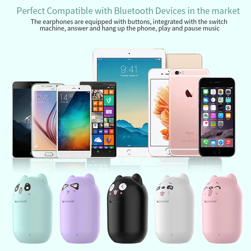 

TWS Panda Cartoon Bluetooth 5.0 Headphones HD Stereo Bass Wireless Bluetooth Headphones Noise Canceling Headphones Best Gifts