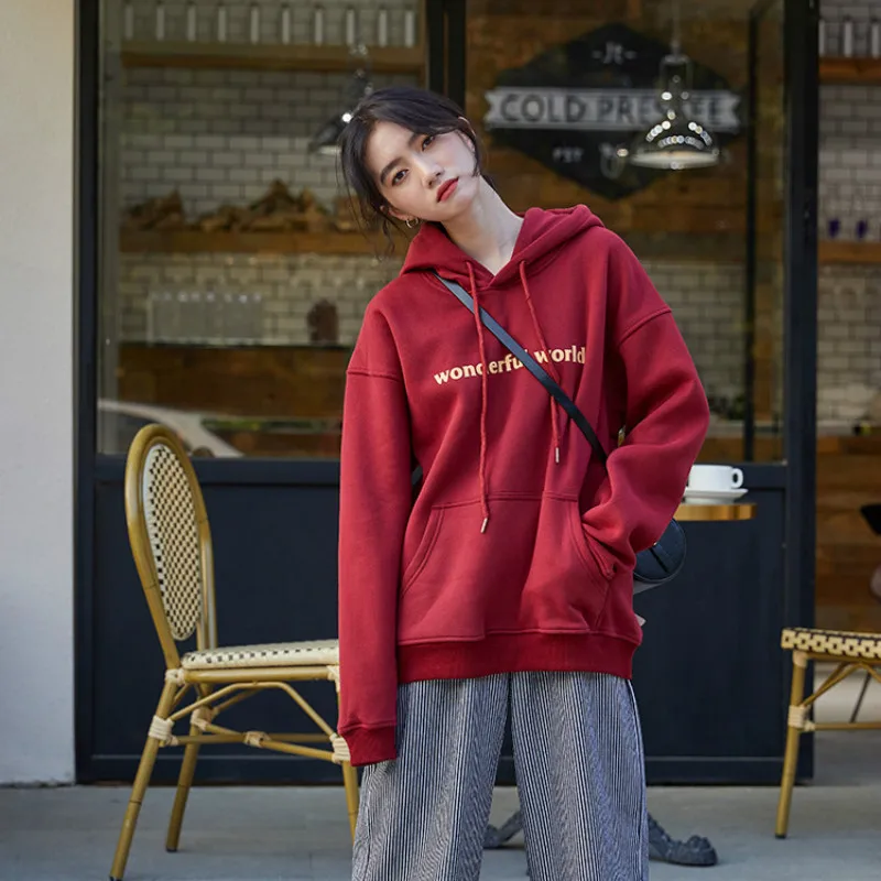 

New Spring and Autumn Women's Sweater Fashion Loose Wild Pocket Hooded Pullover Outdoor Leisure Sports Women's Long-sleeved Top