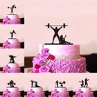 Забавный стильный Топпер для свадебного торта для невесты и жениха, топпер для торта MR  Mrs, черный акриловый Топпер для торта, украшение для тяжелой атлетики