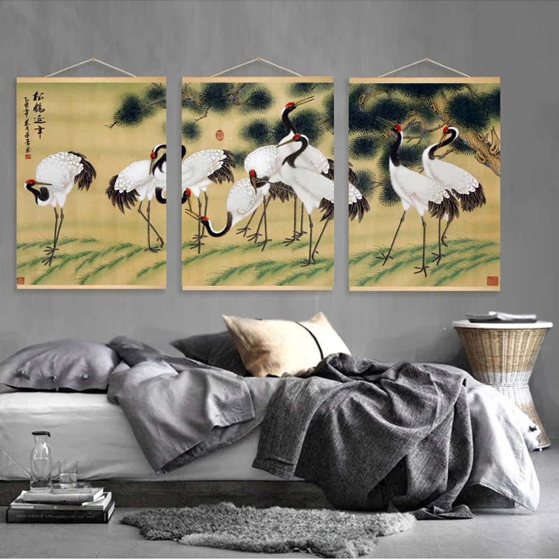 

Modern Art Painting Animal Flying Crane Canvas Painting Print Posters And Prints Family Living Room Wall Decoration With Frame