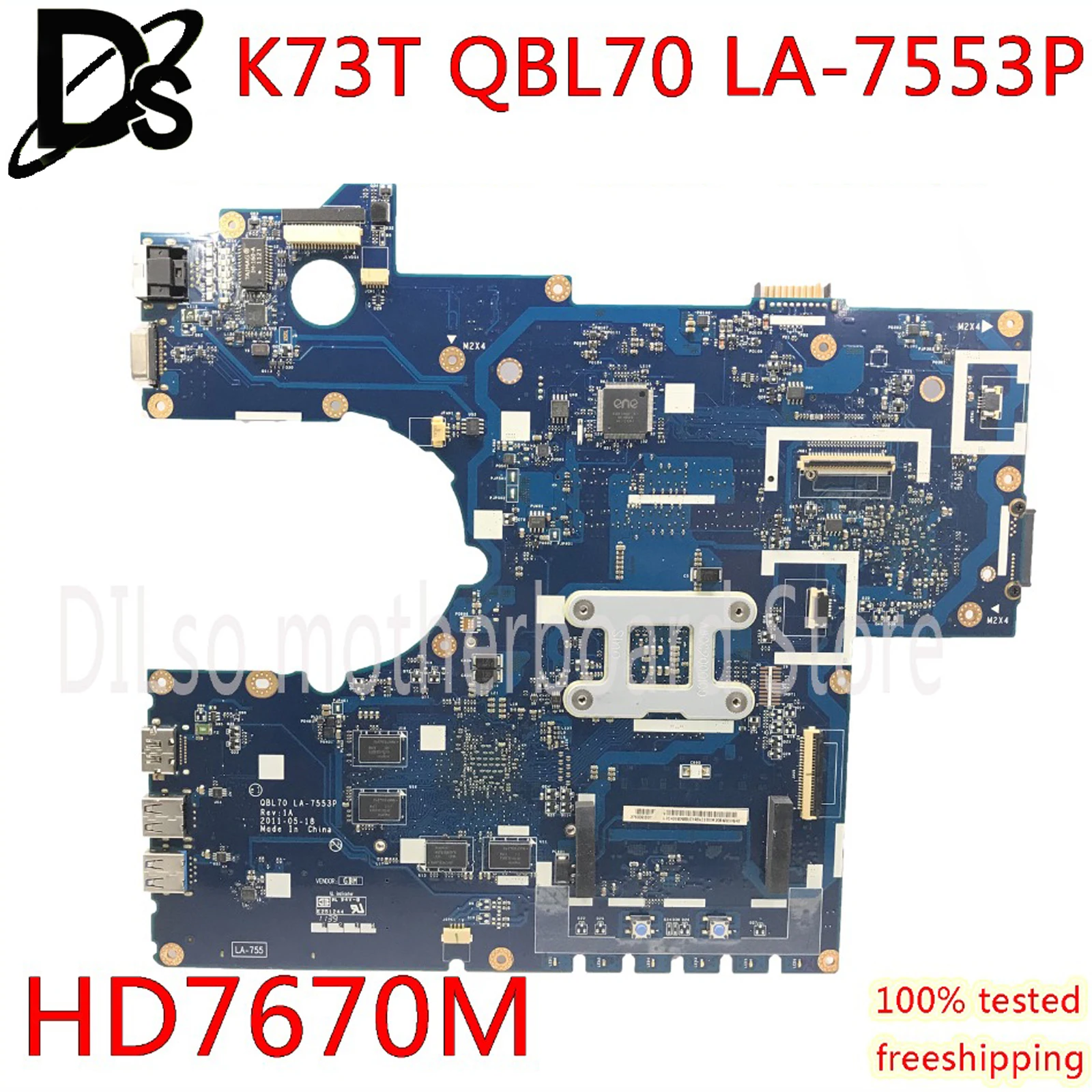 KEFU LA-7553P материнская плата для ASUS K73T K73TK K73TA X73T K73 aptop материнская плата с HD 7670M оригинальная протестированная работа