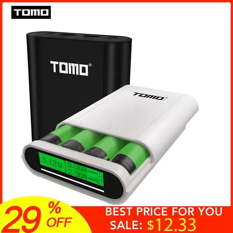TOMO M4 4x18650 литий-ионный USB интеллектуальное зарядное устройство портативный lcd Мобильный Внешний Аккумулятор Чехол с двумя выходами умная зарядка