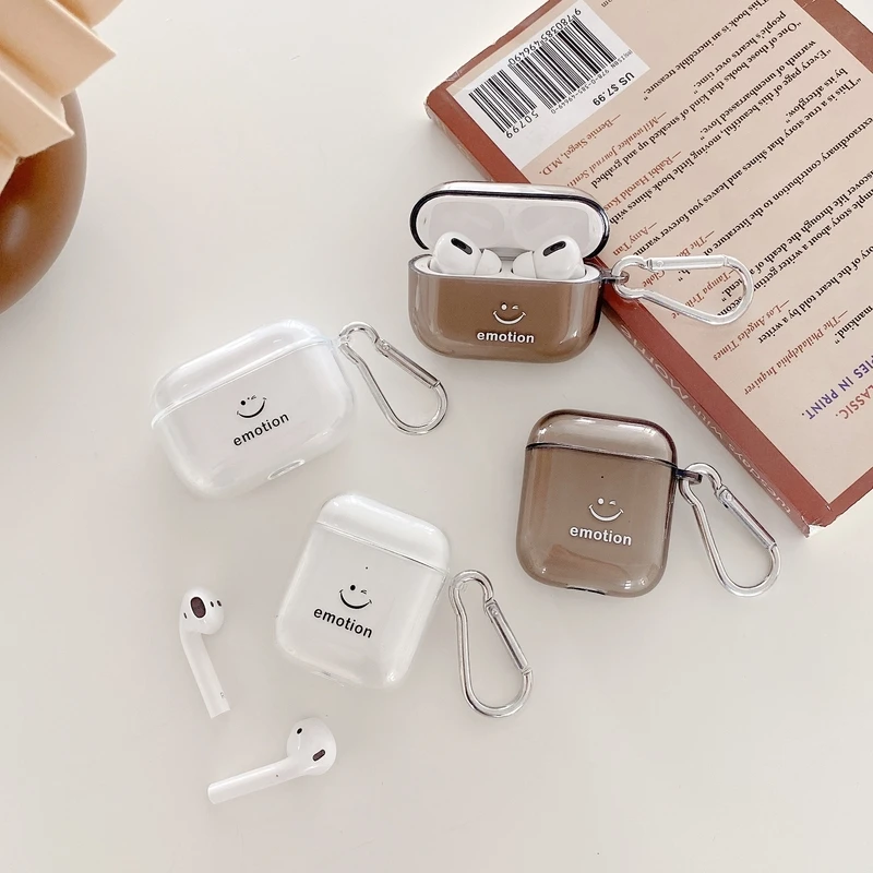 

Cute Cartoon Simple Smile Cases For AirPods 1 2 Pro Case Transparent Soft TPU Bluetooth Earphone Charging Box for Air Pods 1 3