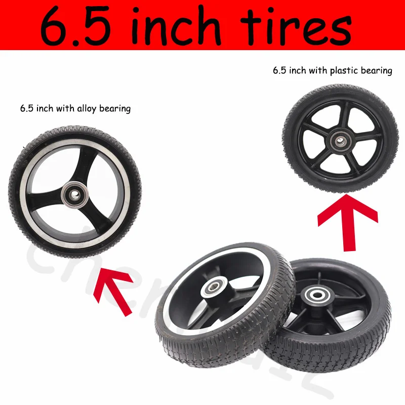 

High-quality 6.5-inch explosion-proof rubber tires with plastic/alloy bearings, suitable for electric scooters, non-slip
