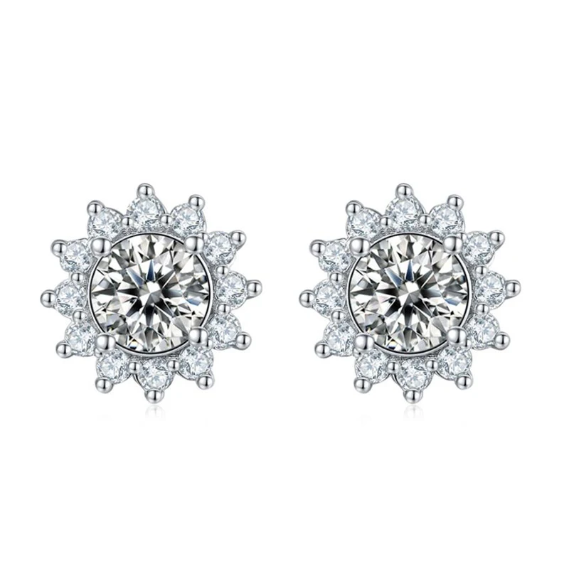 

Real 0.5ct Round Moissanite Earrings 925 Sterling Silver Charm Full Diamonds Stud Earrings For Women Wedding Party Fine Jewelry