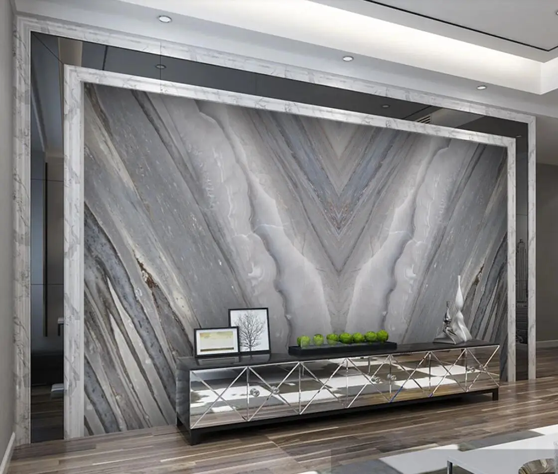 Абстрактная Геометрическая Серая Мраморная настенная 3D Большая фотография