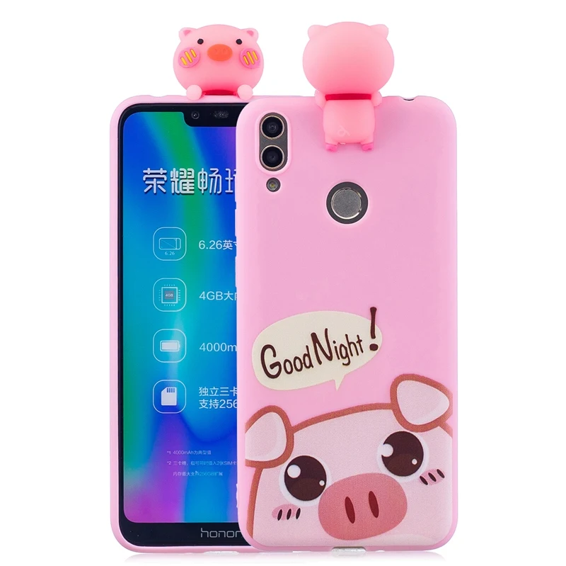 3D силиконовый милый мультяшный чехол для Huawei Honor 8C с милой куклой розовой свиньей