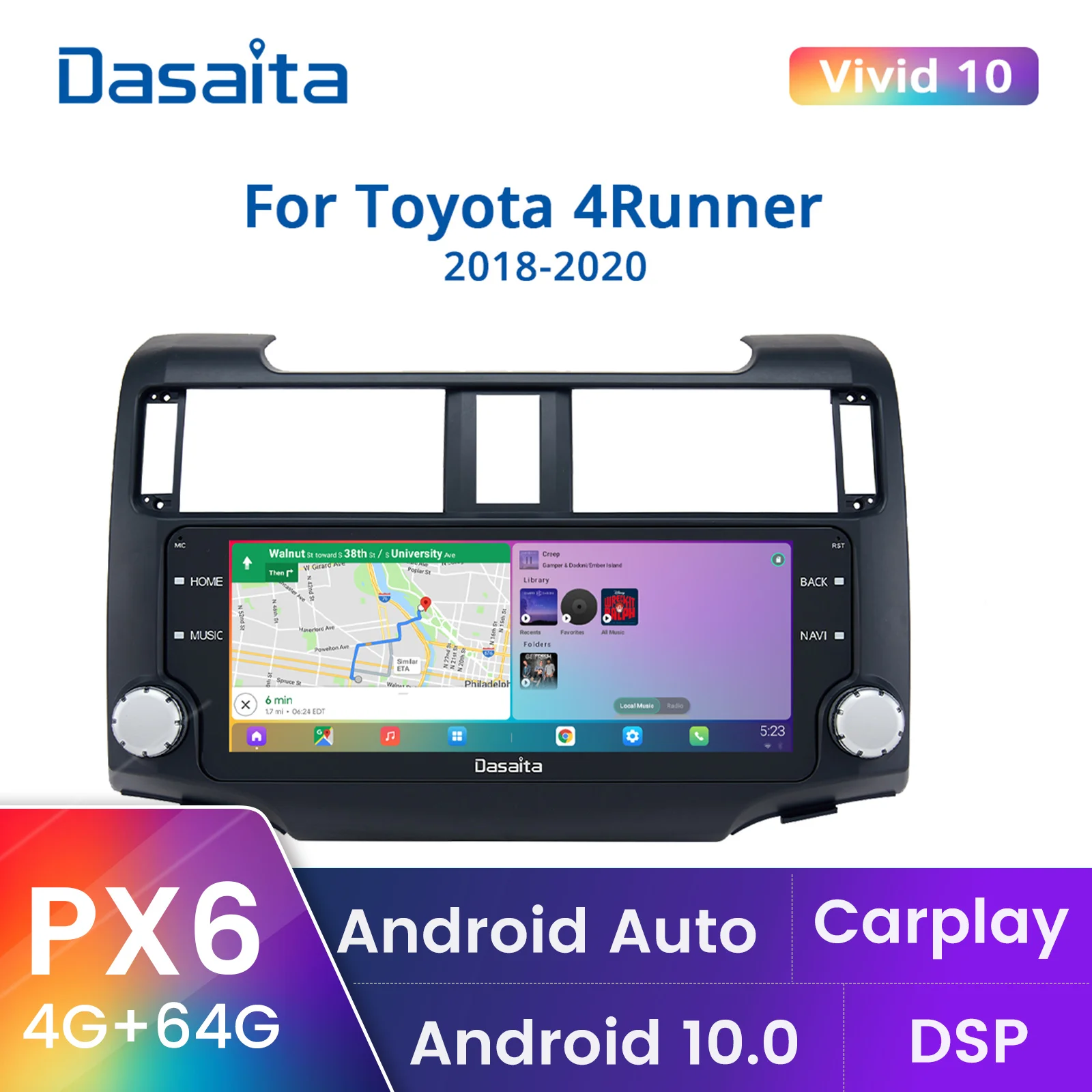 

Dasaita Vivid For Toyota 4Runner 2010 2011 2012 2013 2014 2015 2017 2018 2019 Apple Carplay Android Auto Car Stereo Playe GPS