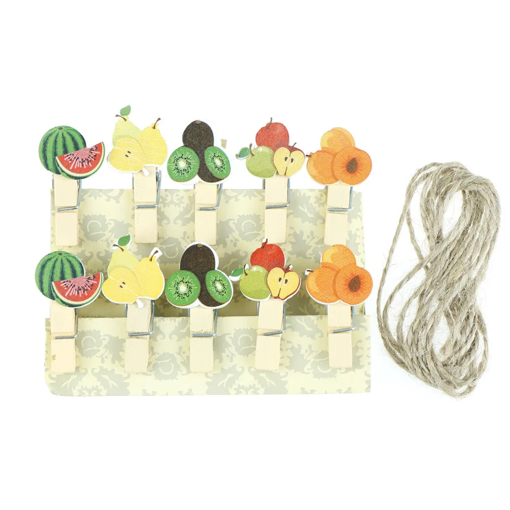 

10 шт./лот Varius вкусный фруктовый деревянный зажим для фото бумаги прищепки ремесленные зажимы украшение для вечеринки зажим с пеньковой вере...