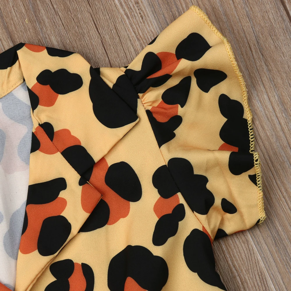 США в наличии летняя одежда для маленьких девочек леопардовый комбинезон с