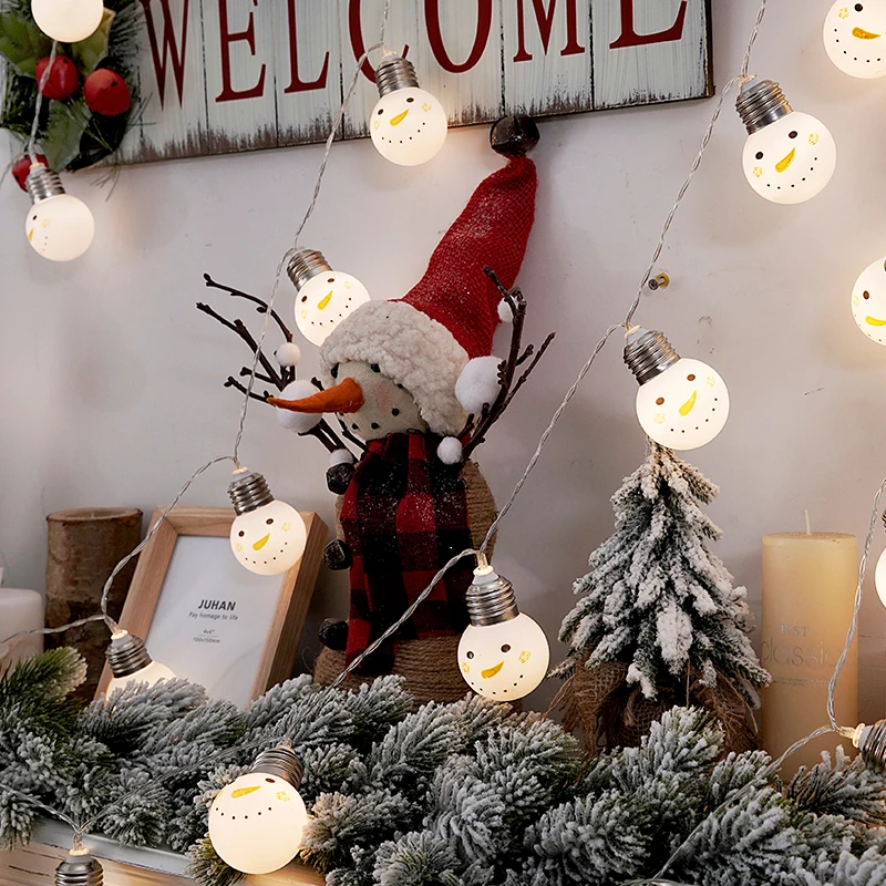 Гирлянда с USB-разъемом и лампочками в виде снеговика 6 м | Лампы освещение