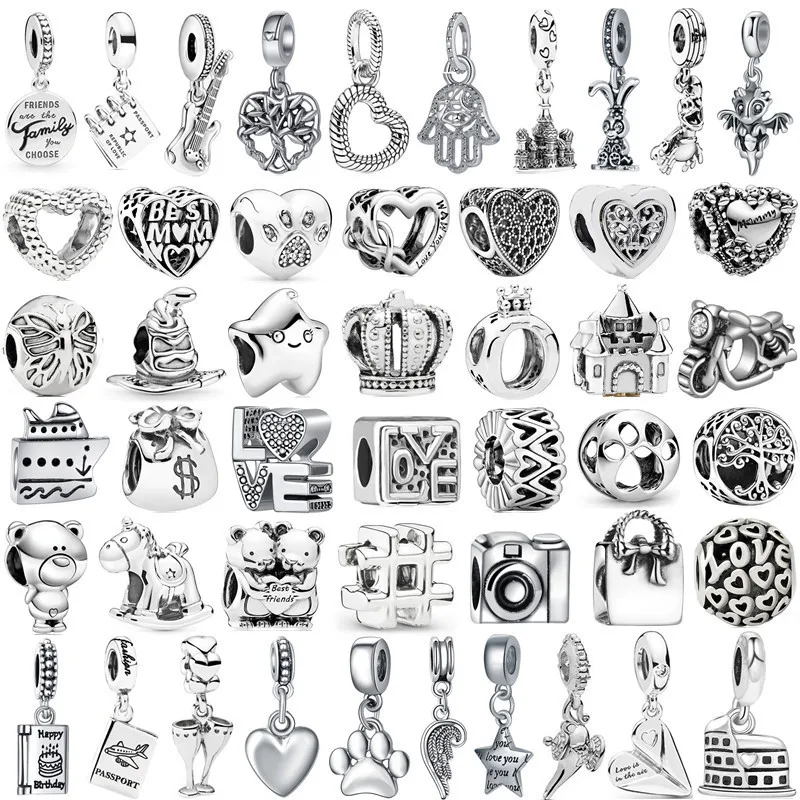 

Hot Sale Suitable for Original Pandora Charm Bracelet Silver Jewelry Accessories Fox Heart Angel Lady DIY Pendant Beads Gifts