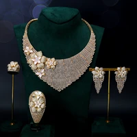 tirim luxury elegant bridal necklace set for women flower shell cubic zirconia wedding jewelry sets brides accessories jewelry