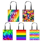 Радужная сумка на плечо Love Is Love, ЛГБТ, повседневные тоуты, лесбийская гей-сумка, женская модная сумка для покупок, дорожные сумки для взрослых