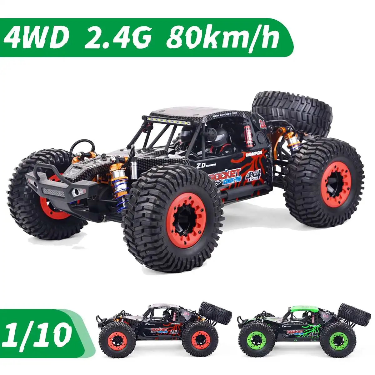 

Модель радиоуправляемого автомобиля 1/10 4WD 2,4G Desert Truck, модель внедорожника 80 км/ч с запасной шиной, игрушка с дистанционным управлением, подар...