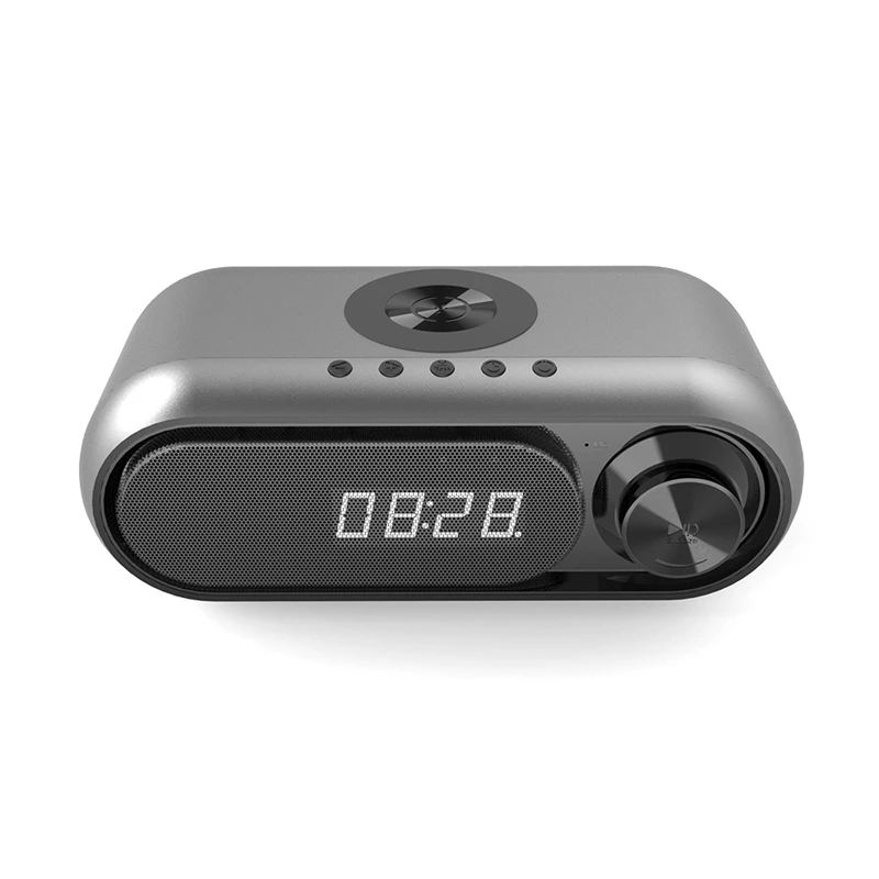

NEW-5W Bluetooth-колонка с зарядным устройством, внешний сабвуфер, цифровые часы, светодиодный Будильник, Аудио Телефон, беспроводное зарядное уст...