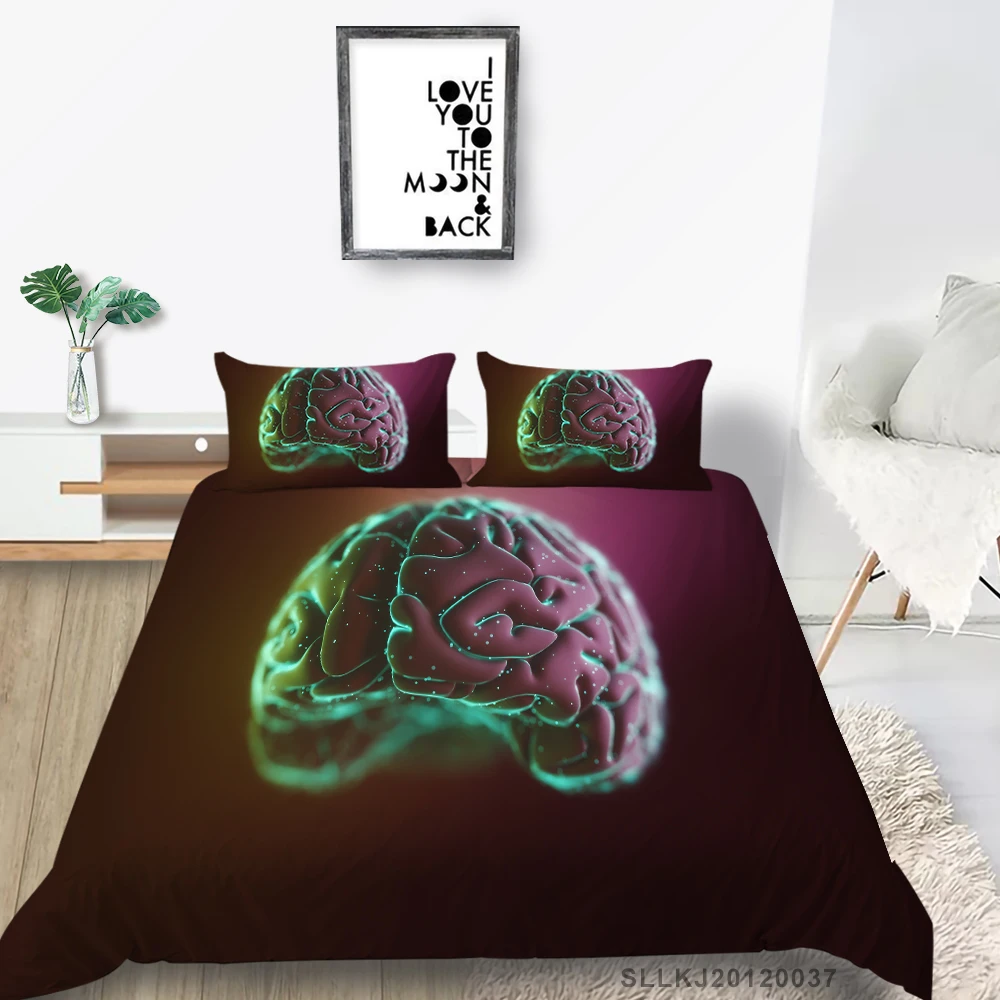 

3D Brain Bedding Set Queen Fashion Strange Quilt Cover For Teenager King Double Twin Full Single Hot Sale Bed Set High End