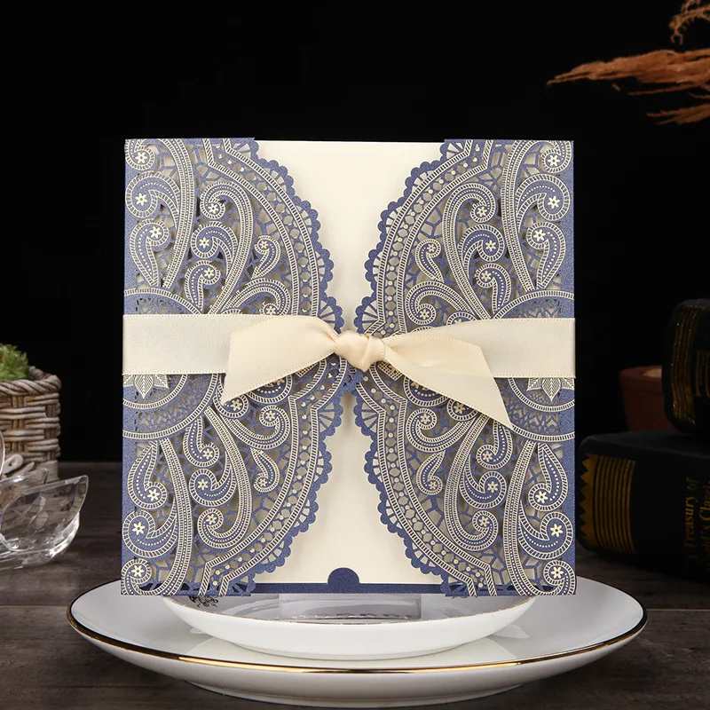 10 шт образец 4 цвета лазерная резка свадебные приглашения открытка кружева